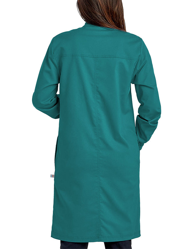 Cherokee Workwear Revolution Unisex 40 Inches Snap Front Lab Coat Teal Blue