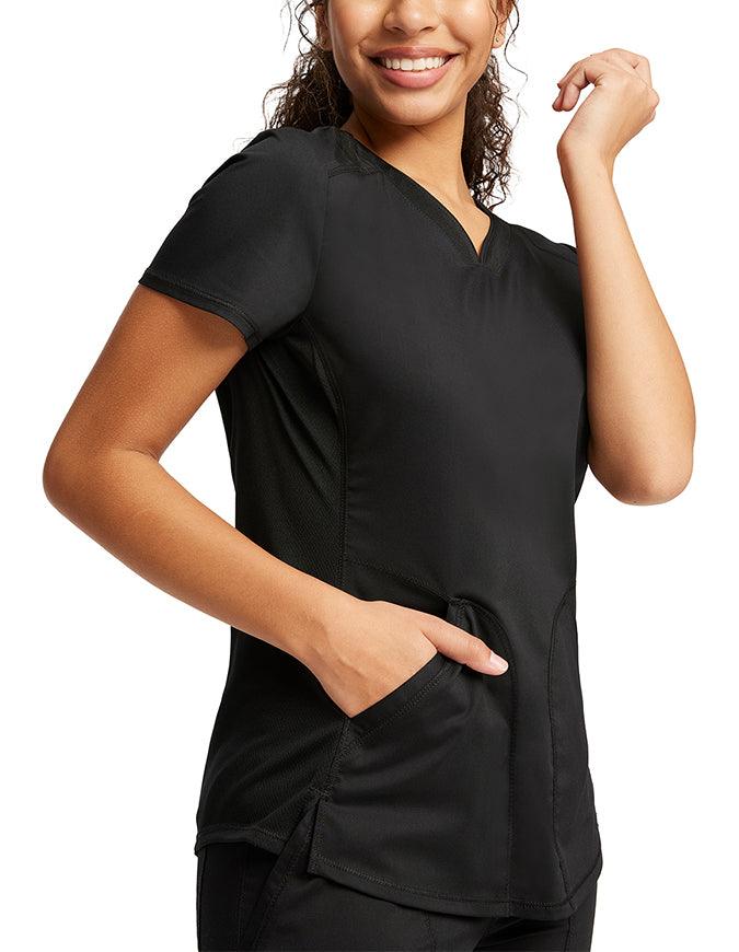 Cherokee Workwear Revolution Women's Soft Shaped V-Neck Top Black