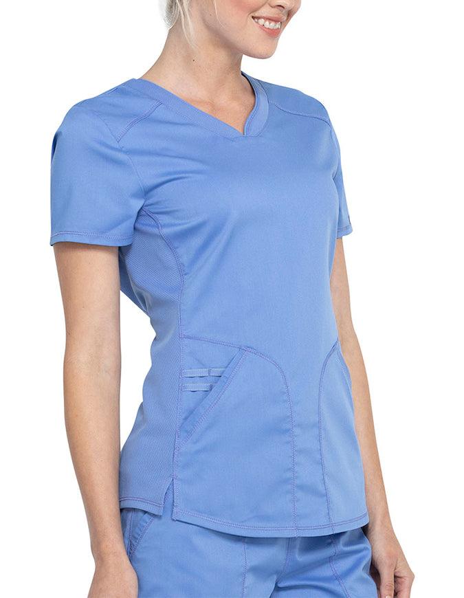 Cherokee Workwear Revolution Women's Soft Shaped V-Neck Top Ciel