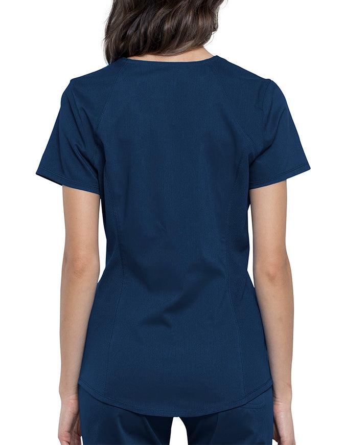 Cherokee Workwear Revolution Women's Soft Shaped V-Neck Top Navy