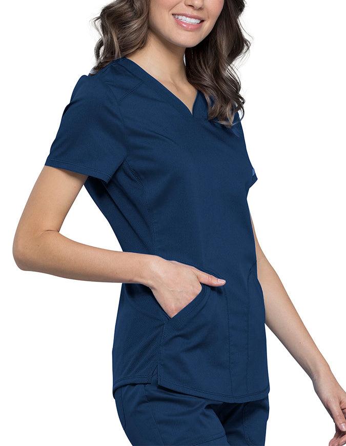 Cherokee Workwear Revolution Women's Soft Shaped V-Neck Top Navy