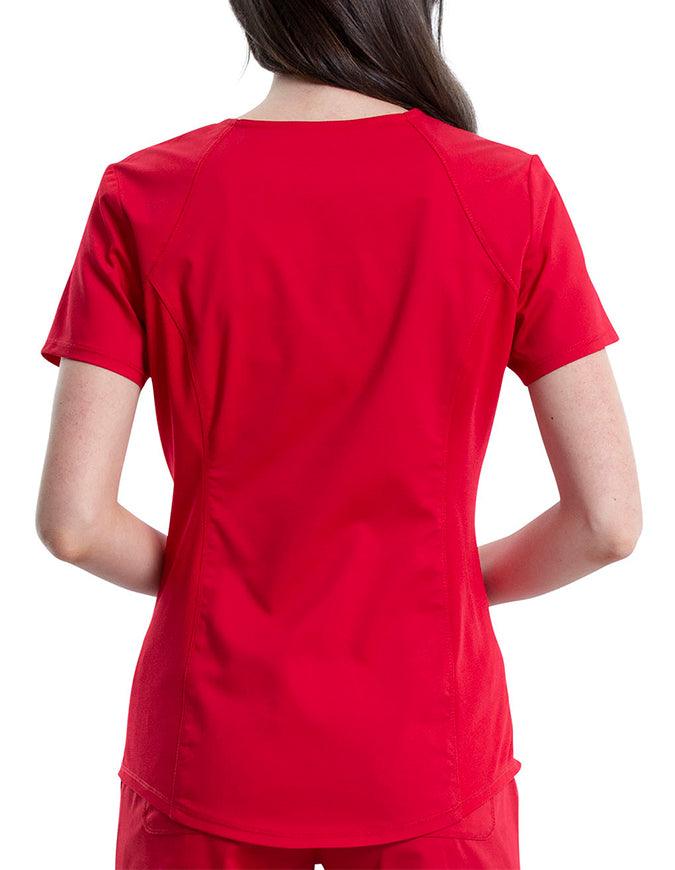 Cherokee Workwear Revolution Women's Soft Shaped V-Neck Top Red