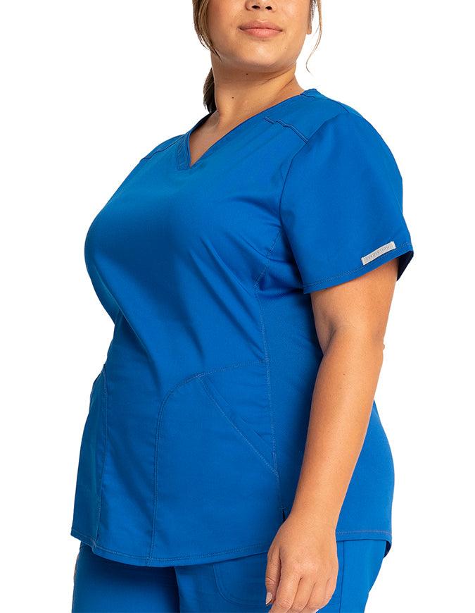 Cherokee Workwear Revolution Women's Soft Shaped V-Neck Top Royal