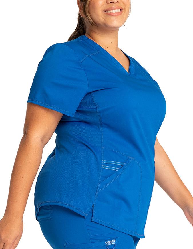 Cherokee Workwear Revolution Women's Soft Shaped V-Neck Top Royal