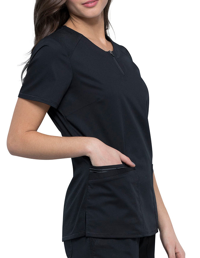 Cherokee Workwear Revolution Women's Round Neck Top Black