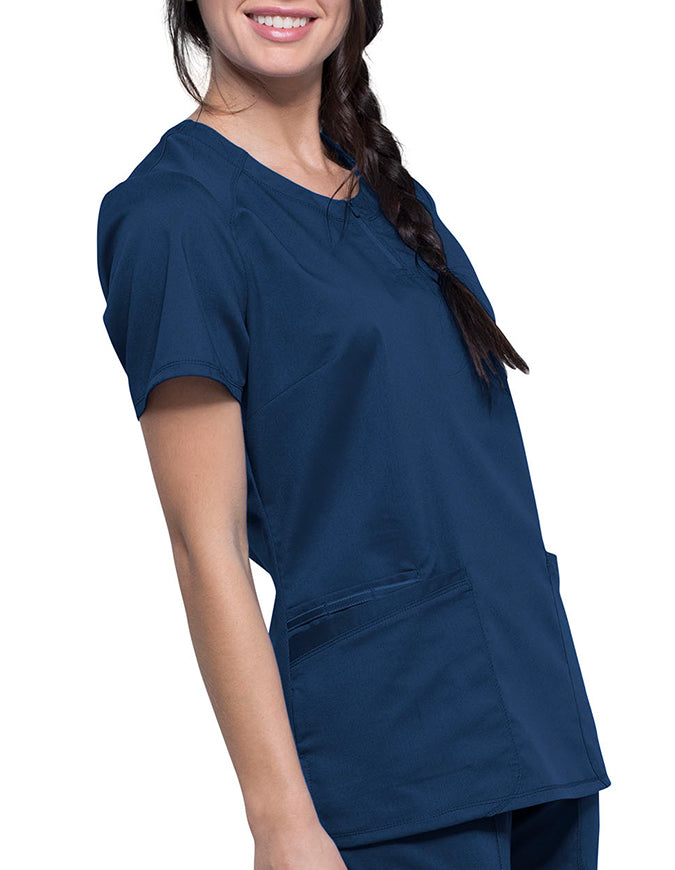 Cherokee Workwear Revolution Women's Round Neck Top Navy