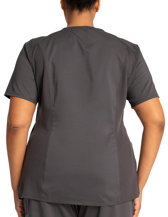 Cherokee Workwear Revolution Women's Round Neck Top Pewter