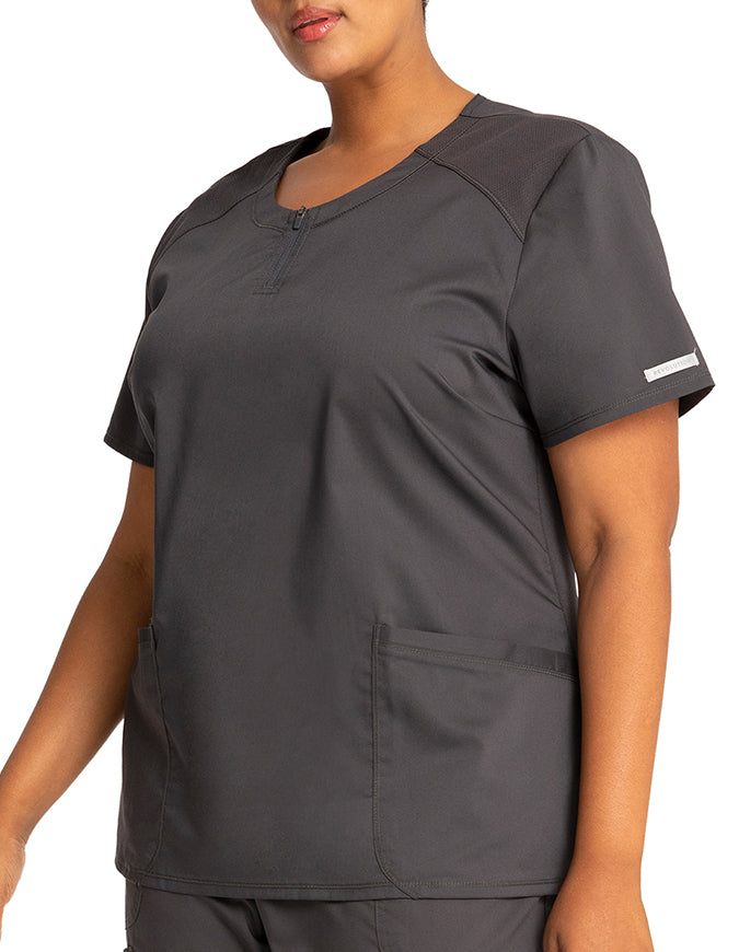 Cherokee Workwear Revolution Women's Round Neck Top Pewter