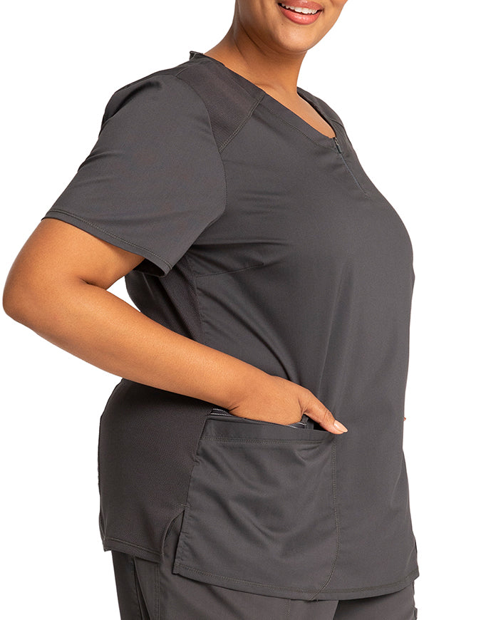 Cherokee Workwear Revolution Women's Round Neck Top Pewter