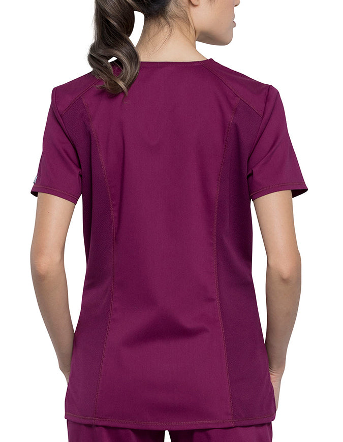 Cherokee Workwear Revolution Women's Round Neck Top wine