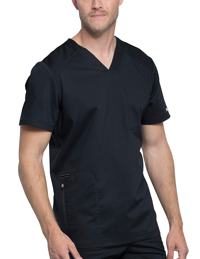 Cherokee Workwear Revolution Men's V-Neck Scrub Top - Black