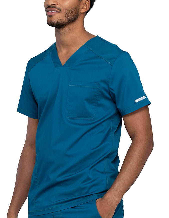 Cherokee Workwear Revolution Men's V-Neck Scrub Top - Caribbean Blue