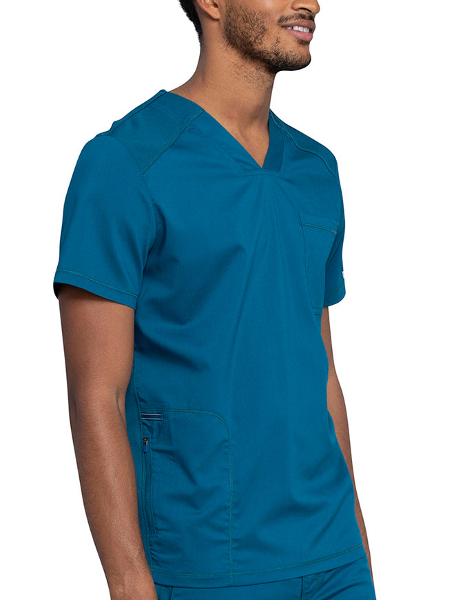 Cherokee Workwear Revolution Men's V-Neck Scrub Top - Caribbean Blue