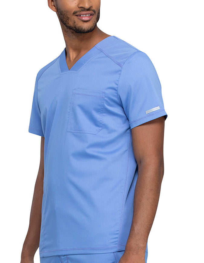 Cherokee Workwear Revolution Men's V-Neck Scrub Top - Ciel Blue