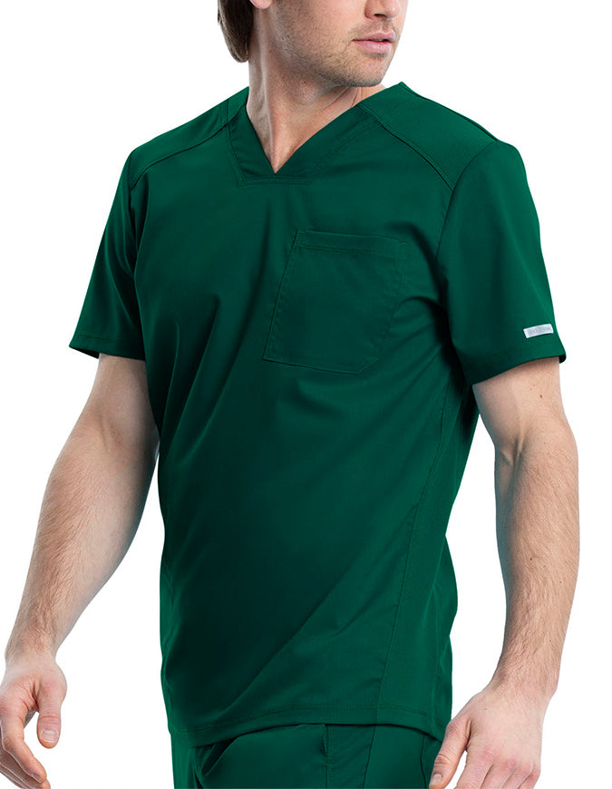 Cherokee Workwear Revolution Men's V-Neck Scrub Top - Hunter Green