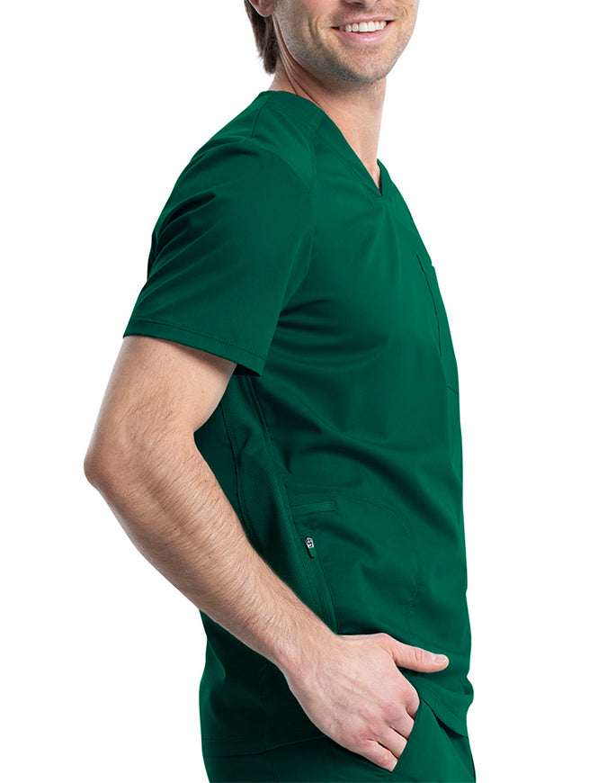 Cherokee Workwear Revolution Men's V-Neck Scrub Top - Hunter Green