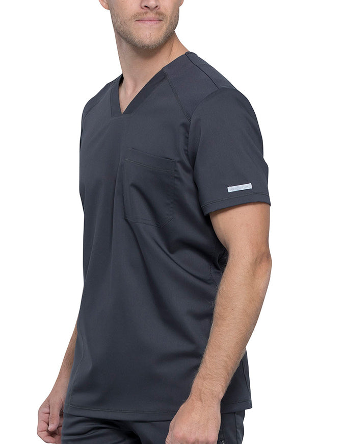 Cherokee Workwear Revolution Men's V-Neck Scrub Top - Pewter