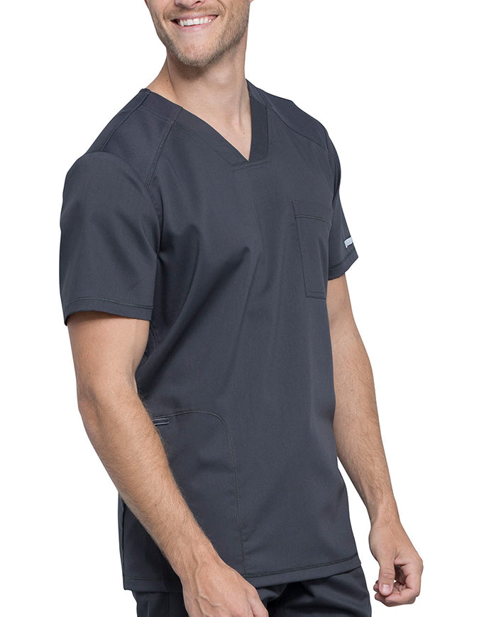 Cherokee Workwear Revolution Men's V-Neck Scrub Top - Pewter