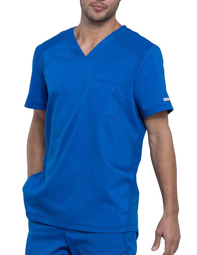 Cherokee Workwear Revolution Men's V-Neck Scrub Top - Royal