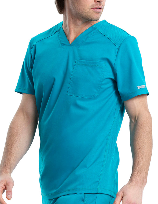 Cherokee Workwear Revolution Men's V-Neck Scrub Top - Teal Blue