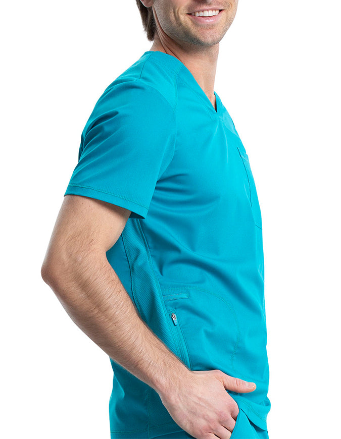 Cherokee Workwear Revolution Men's V-Neck Scrub Top - Teal Blue