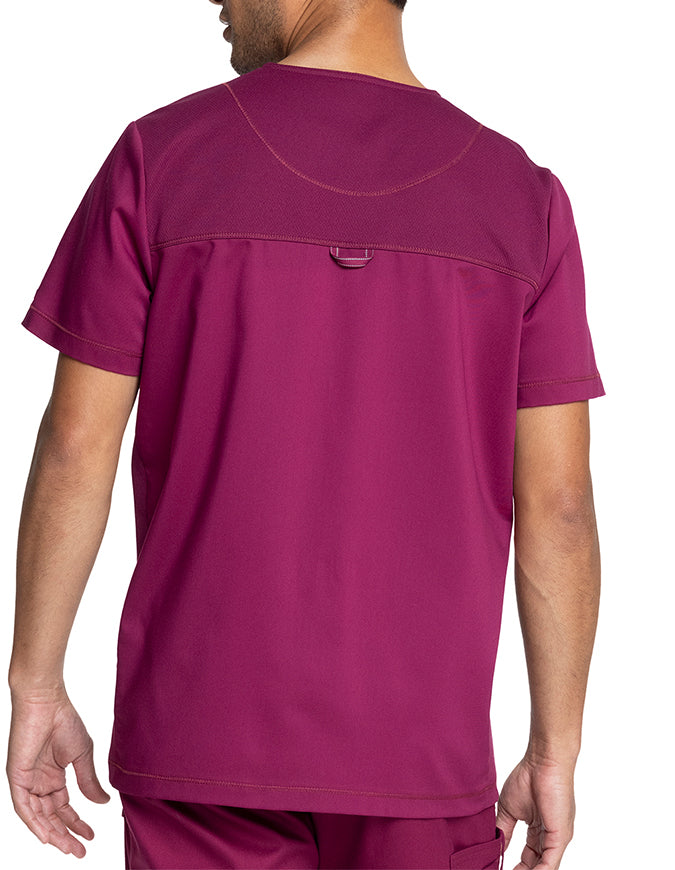 Cherokee Workwear Revolution Men's V-Neck Scrub Top - Wine