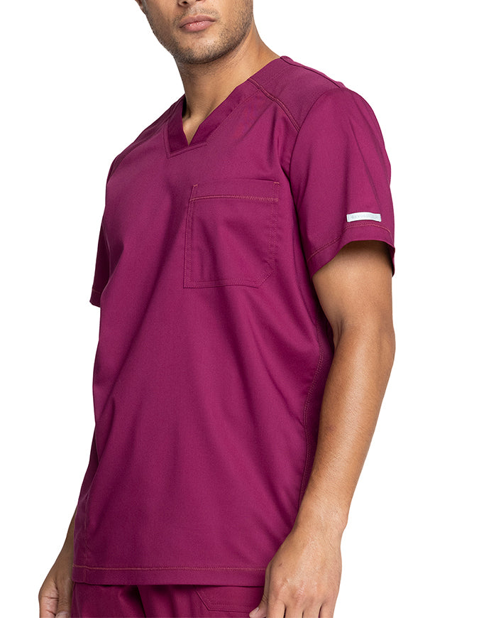 Cherokee Workwear Revolution Men's V-Neck Scrub Top - Wine