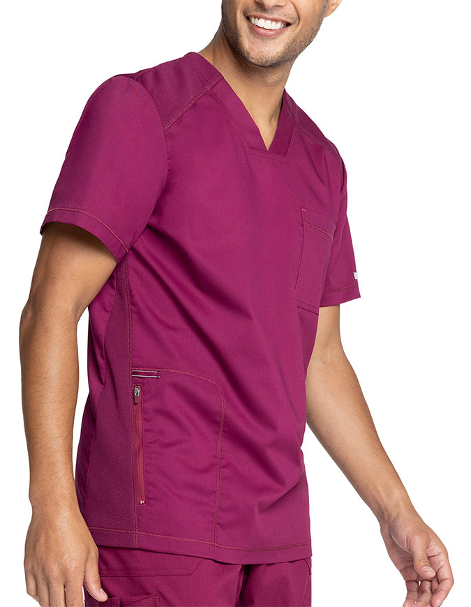 Cherokee Workwear Revolution Men's V-Neck Scrub Top - Wine