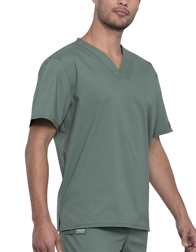 Cherokee Workwear Professionals Unisex Pocketless V-Neck Top - Olive