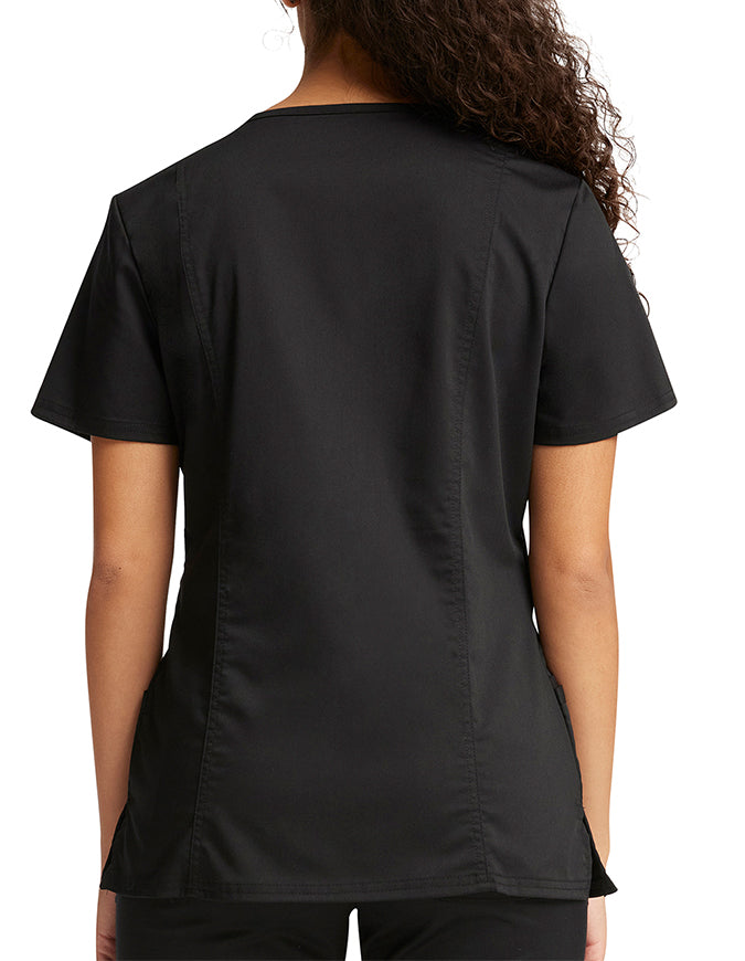 Cherokee Workwear Revolution Womens Mock Wrap Top - Black