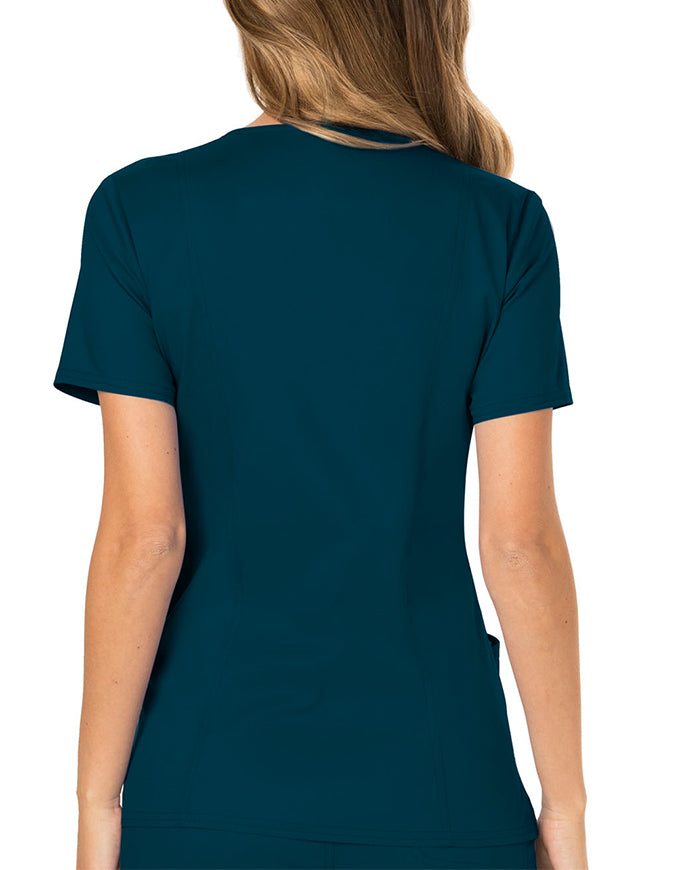 Cherokee Workwear Revolution Womens Mock Wrap Top - Caribbean Blue