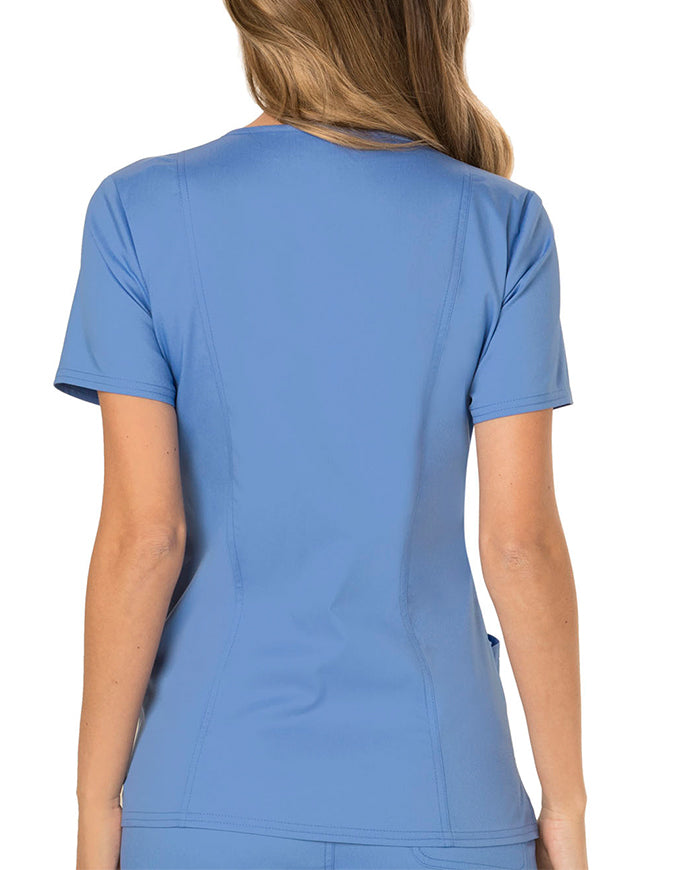 Cherokee Workwear Revolution Womens Mock Wrap Top - Ciel Blue