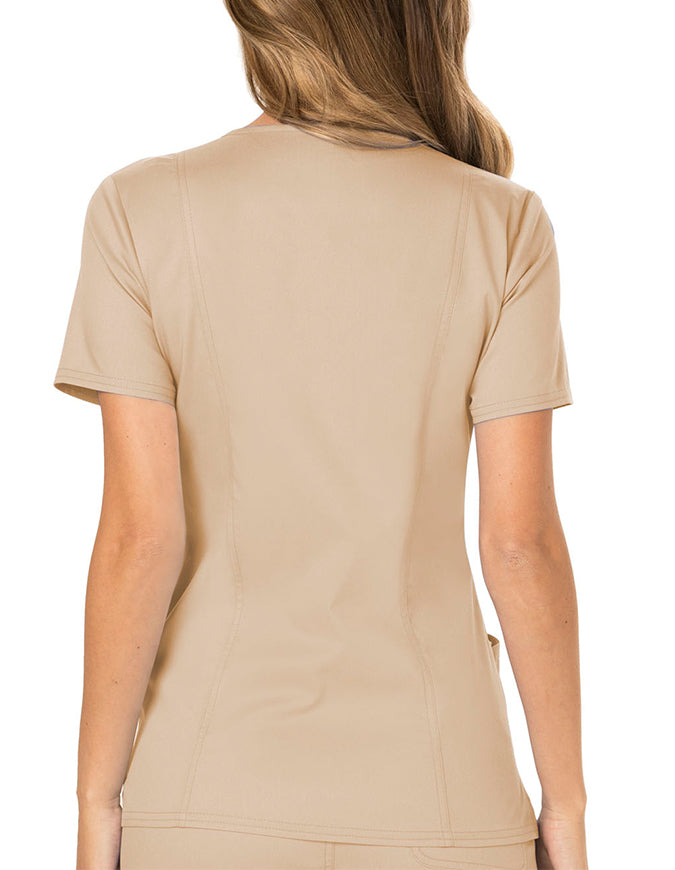 Cherokee Workwear Revolution Womens Mock Wrap Top - Khaki