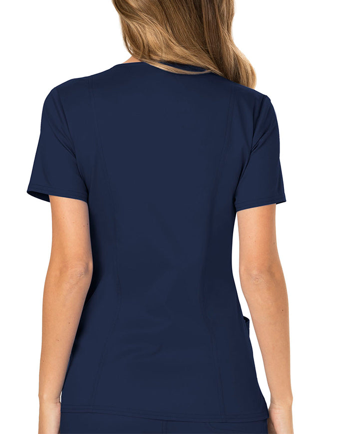 Cherokee Workwear Revolution Womens Mock Wrap Top - Navy