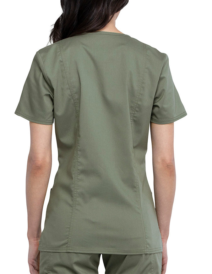 Cherokee Workwear Revolution Womens Mock Wrap Top - Olive