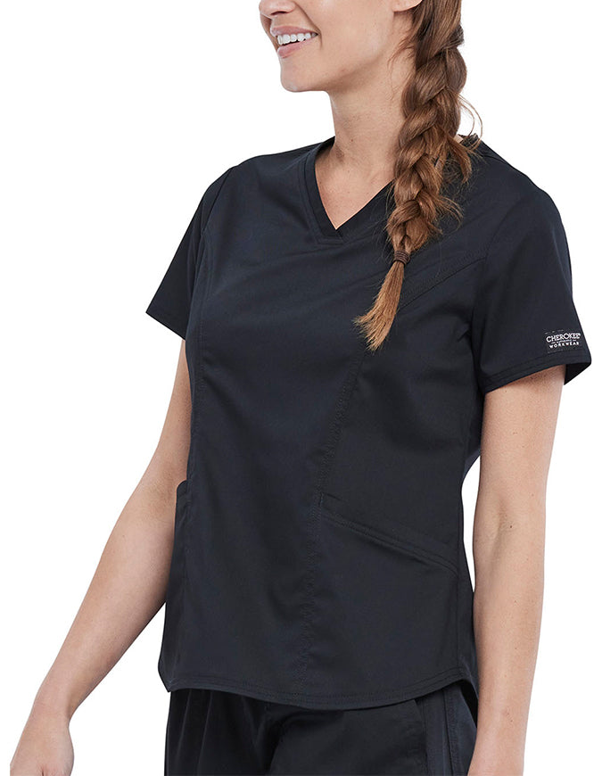 Cherokee Workwear Revolution Women's V-Neck Top - Black