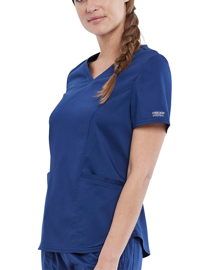 Cherokee Workwear Revolution Women's V-Neck Top - Navy