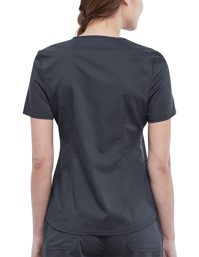 Cherokee Workwear Revolution Women's V-Neck Top - Pewter