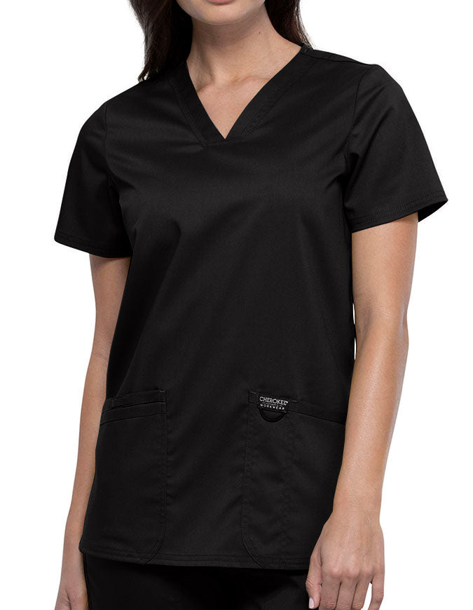 Cherokee Workwear Revolution Womens Nursing V-Neck Top Black