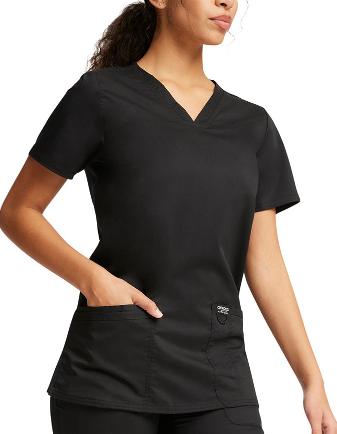 Cherokee Workwear Revolution Womens Nursing V-Neck Top Black