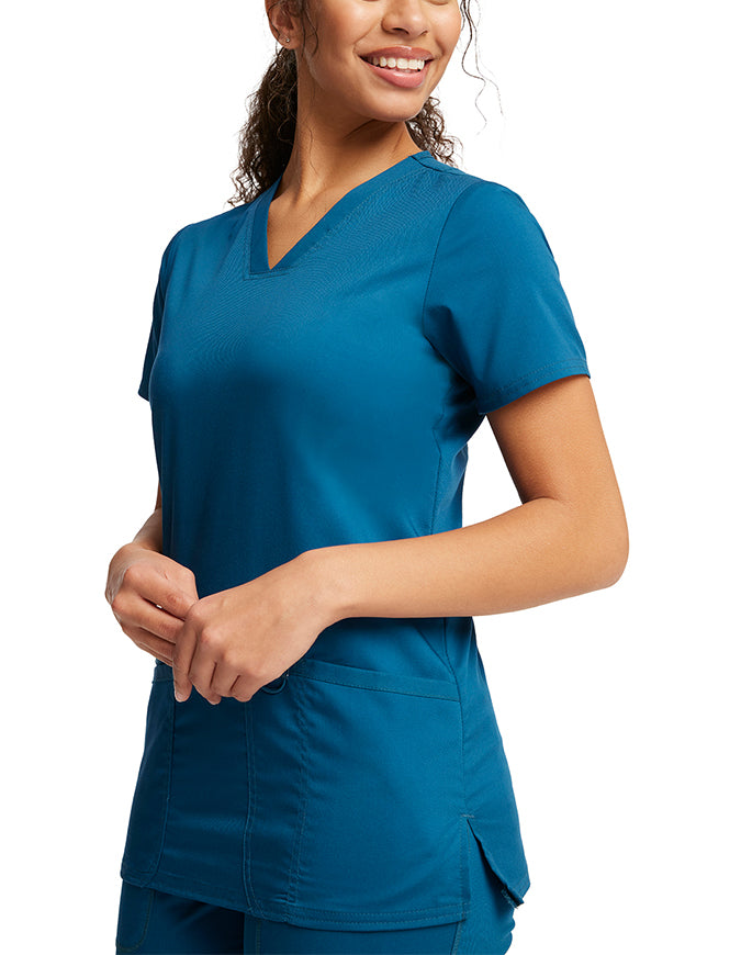 Cherokee Workwear Revolution Womens Nursing V-Neck Top Caribbean Blue