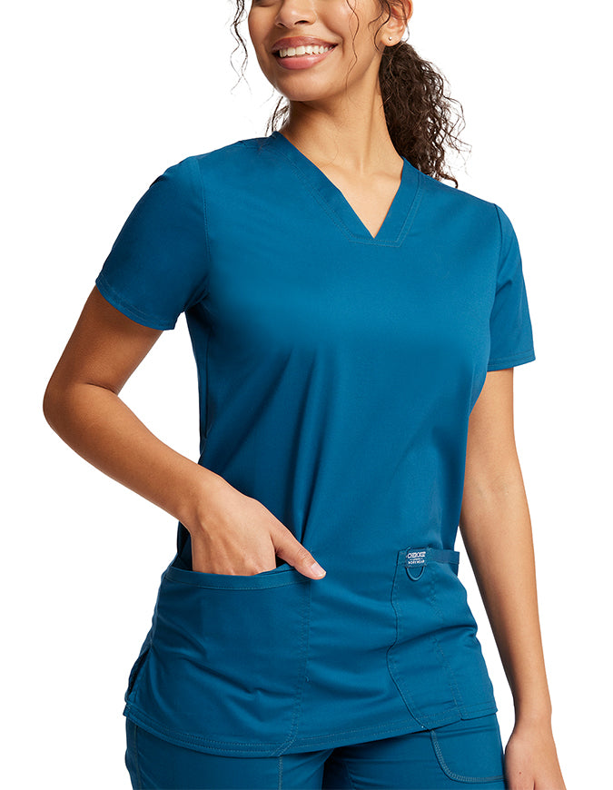 Cherokee Workwear Revolution Womens Nursing V-Neck Top Caribbean Blue