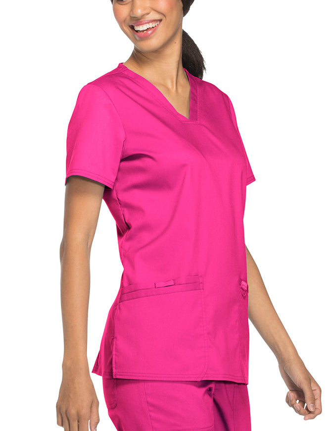 Cherokee Workwear Revolution Womens Nursing V-Neck Top Electric Pink