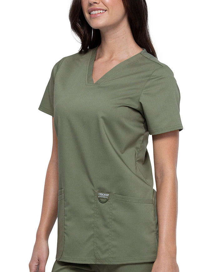 Cherokee Workwear Revolution Womens Nursing V-Neck Top Olive