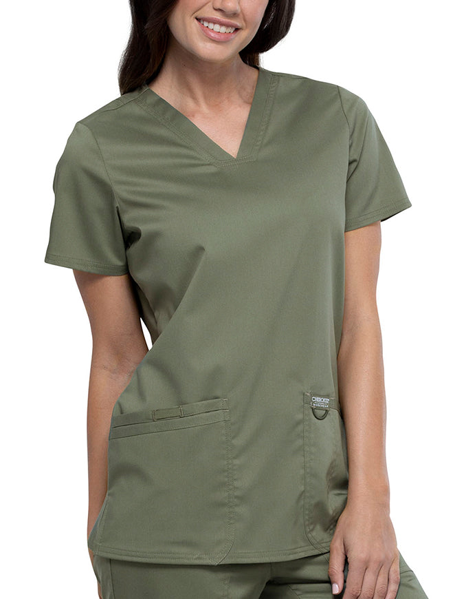 Cherokee Workwear Revolution Womens Nursing V-Neck Top Olive