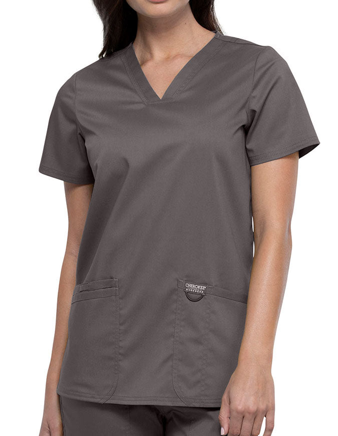 Cherokee Workwear Revolution Womens Nursing V-Neck Top Pewter