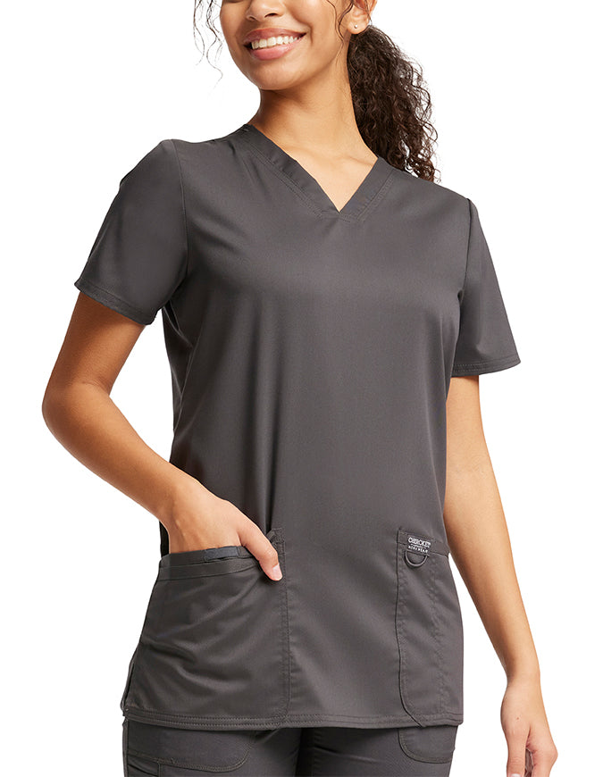 Cherokee Workwear Revolution Womens Nursing V-Neck Top Pewter