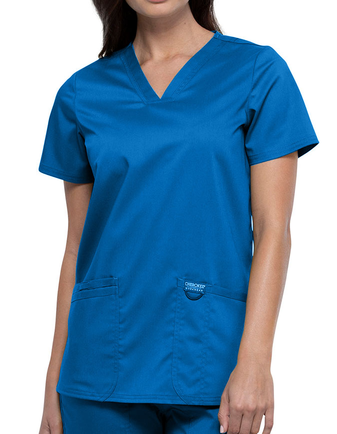 Cherokee Workwear Revolution Womens Nursing V-Neck Top Royal Blue