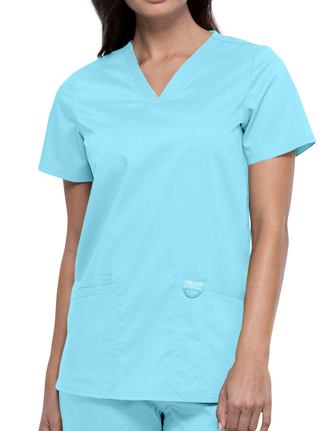 Cherokee Workwear Revolution Womens Nursing V-Neck Top Turquoise