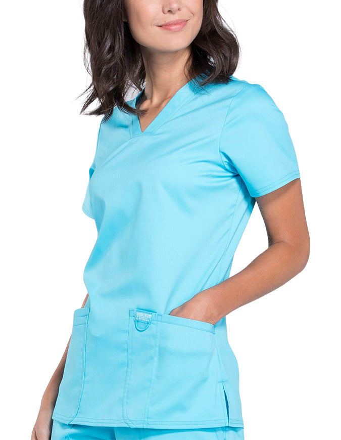 Cherokee Workwear Revolution Womens Nursing V-Neck Top Turquoise